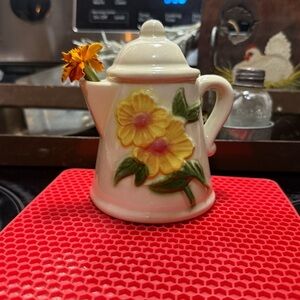 Floral Ceramic Teapot with Yellow Flowers
